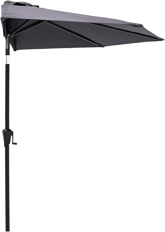 C-Hopetree 9 ft Half Round Outdoor Patio Market Wall Umbrella with Tilt, Anthracite