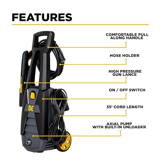 BE Power Equipment 1700 PSI 1.7 GPM Cold Water Corded Electric Pressure Washer