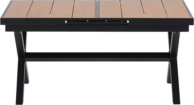 RUNNA Experience Outdoor Dining Freedom with a Flexible Set Including Six Chairs and a Table That Extends from 62.9 to 82.6 Inches for Personalized Arrangements (Black+Natural@43)