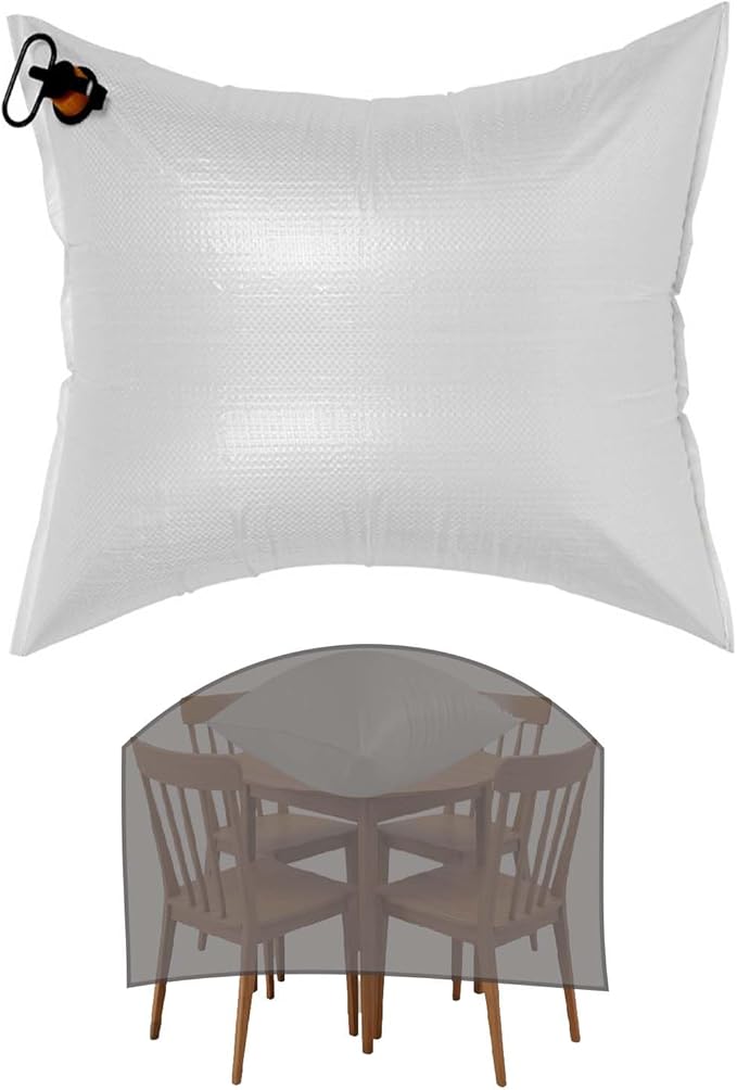 Patio Furniture Cover Airbag Convenient Inflatable Sofa Bag for Outdoor Use Prevents Water & Snow Pooling Inflatable Outdoor Furniture Cover Support (White, 39"x39")