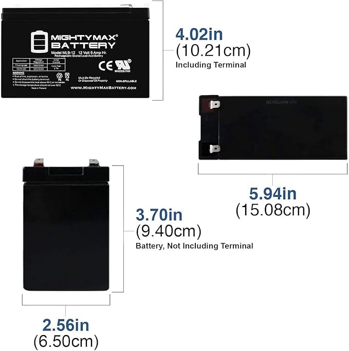 Mighty Max Battery 12V 9Ah SLA Battery for Steele SP- GG1000E 10,000W Generator - 2 Pack