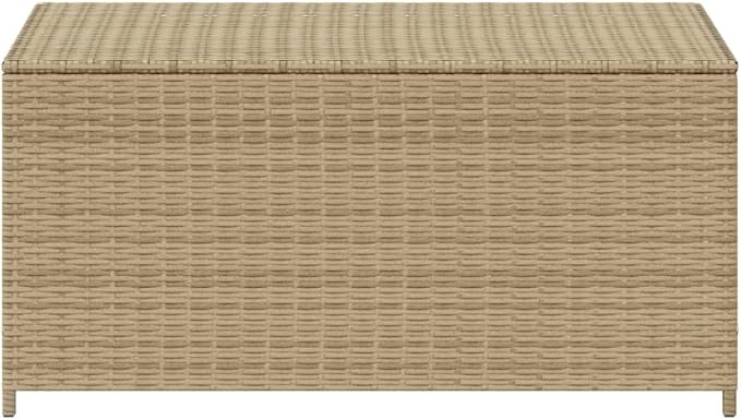 Gecheer Garden Storage Box, Medium Outdoor Cushion Storage Box with Gas Spring Lid PE Rattan Rectangular Deck Box for Patio Balcony and Terrace