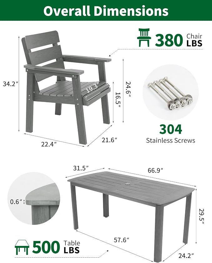 Outdoor Patio Dining Chair Set of 2, All-Weather Patio Chairs with Armrests, Ergonomic Design, Ideal for Garden, Poolside, Backyard, Deck, Dark Gray
