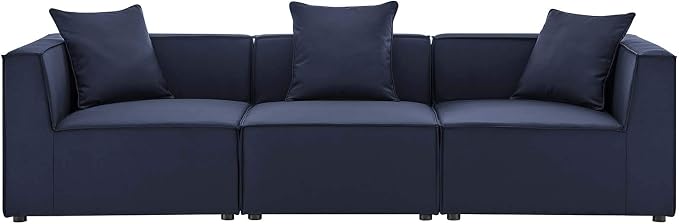 Modway EEI-4379-NAV Saybrook Patio Upholstered 3-Piece Sectional Sofa in Navy