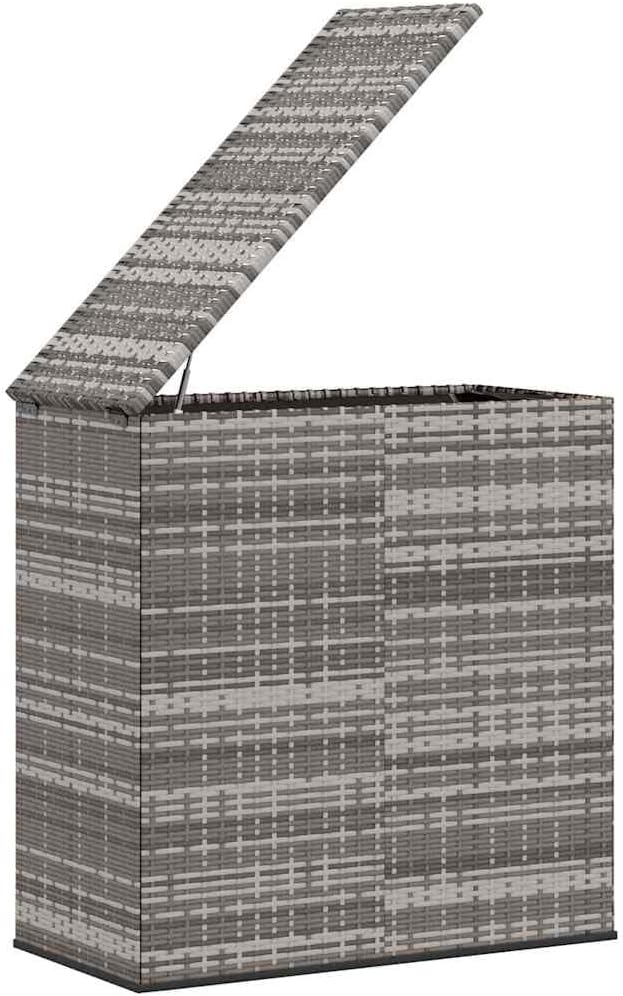 Patio Cushion Box, PE Rattan Outdoor Storage Bin with Gas Lift Mechanism, Gray Gradient Garden Storage Chest with Steel Frame for Deck and Patio, 39.4 x 19.3 x 40.7 Inches