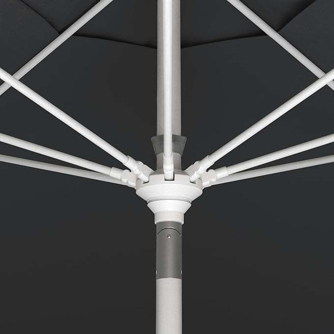 California Umbrella 11Ft Sunbrella Patio Umbrella, Fiberglass Ribs, Hand-Crank, Tilt-Collar, White Frame, Black Fabric