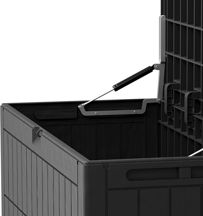 220 Gallons Large Outdoor Storage Box, Lockable Resins Deck Box, Lockable Deck Boxes for Patio, Poolside and Backyard
