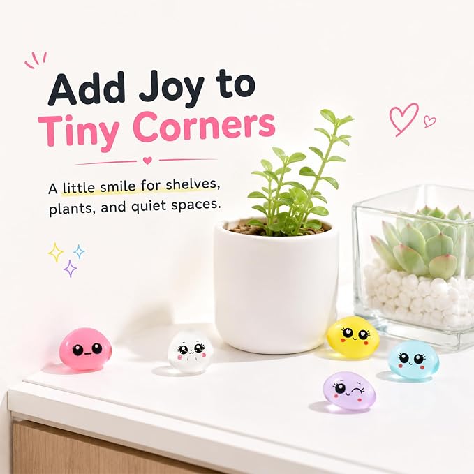 96 Pcs Mini Resin Expression Stones for Adult, Mini Trinkets, Figurines | Funny Meme Faces Figures for Desk Decor, Versatile for Miniature Landscapes, Potted Plants & DIY Crafts, Cute Party Favors
