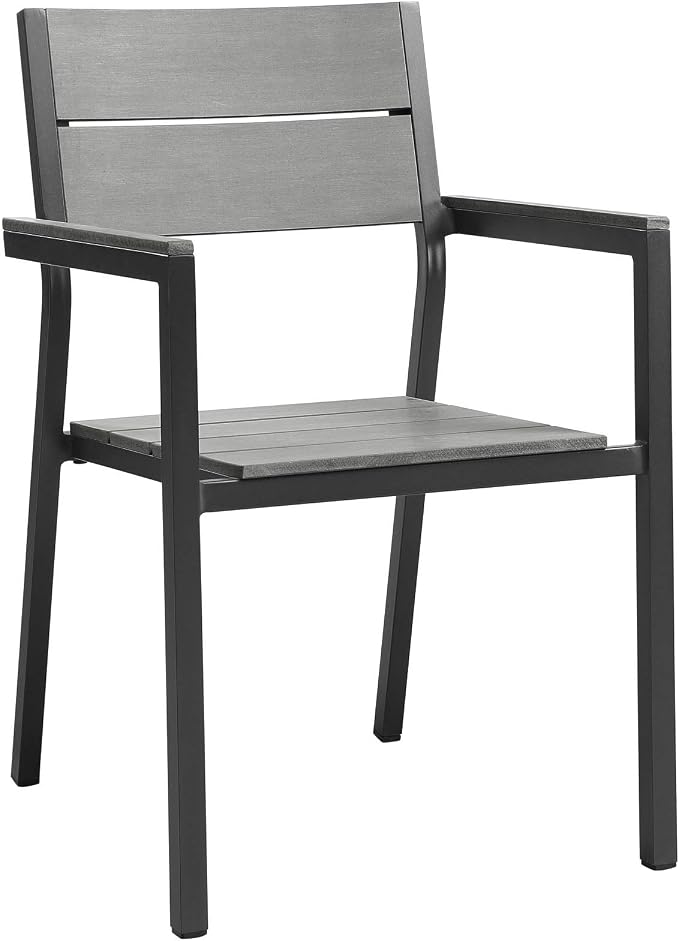 Lexmod Maine 9 Piece Outdoor Patio Dining Set in Brown Gray