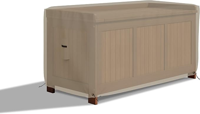 Covers & All Patio Deck Box Cover - Heavy Duty 12 Oz Waterproof Outdoor Yard Cushion Storage Box Protection 100% Weather Resistant with Air Pockets and Drawstring. (44”W X 28”D x 24”H, Beige)