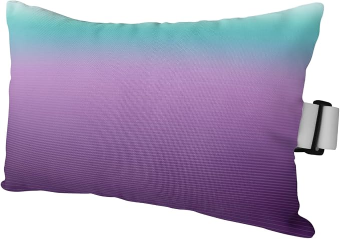 Outdoor Pillows Covers with Inserts Teal Turquoise Purple Ombre Stripe Line Gradient Waterproof Pillow with Adjustable Strap Throw Pillows for Patio Furniture Pool Lounge Chair, 11x16 Inch, 1PCS