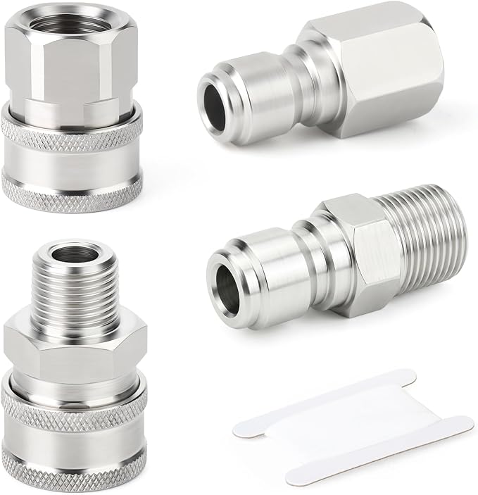 TAISHER 1PCS 304 Stainless Steel Pressure Washer Adapter Kit, NPT Quick Connect Fittings, 3/8" NPT Thread