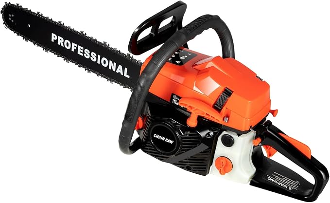 58cc Gas Chainsaws 20 Inch Bar Length Power Chain Saws, Gas Powered Chainsaw 2 Stroke Handheld Gasoline Chain Saw for Cutting Wood Outdoor Garden Farm Home Use with Tool Kit