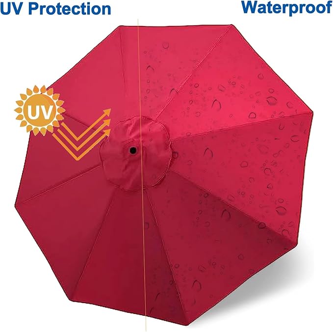 Patio Umbrella 9 ft Replacement Canopy for 8 Rib，Patio Umbrella Replacement Canopy Market Umbrella Top Fit Outdoor Umbrella Canopy（Only the top cover）