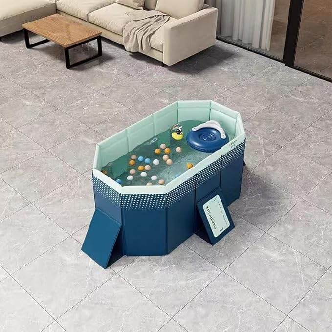 Montary Foldable Large Non - Inflatable Rectangular Swimming Pool for Family - Hard Plastic Shell, Oversized Thickened Design, Portable Collapsible Backyard Pool - 82.7"x54"x19.7"