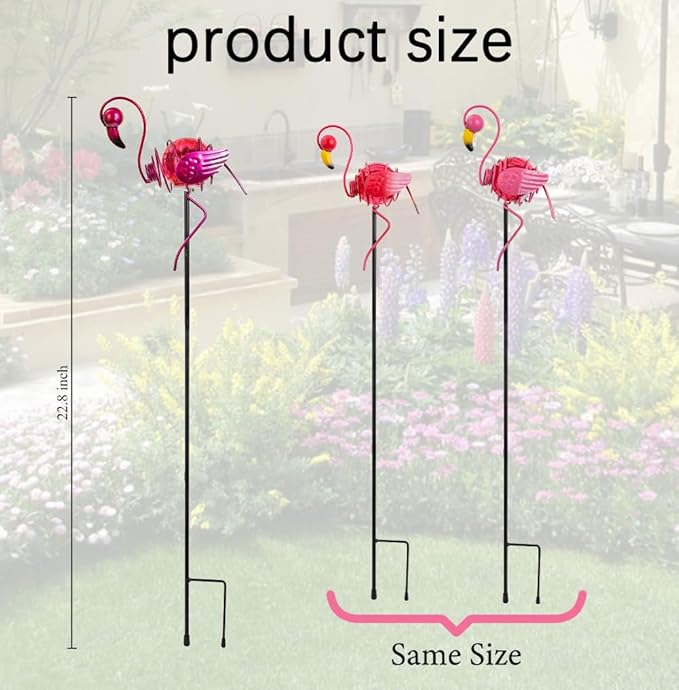 Stargarden 3 Pack Flamingo Solar Lights, Metal Garden Stakes Figurine Lights, Decorative Waterproof Yard Decorations for Pathway, Patio, Outdoor