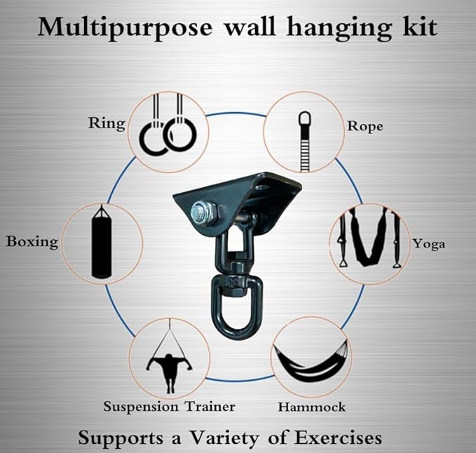 180 ° Swing/360 ° Rotation Hammock Rocking Chair Heavy-Duty Ceiling Hook, Capable of Bearing 1200 pounds, Including Installation Tools，Swinging Ceiling Hooks for Trees, Yoga, and Gyms.(1pc)