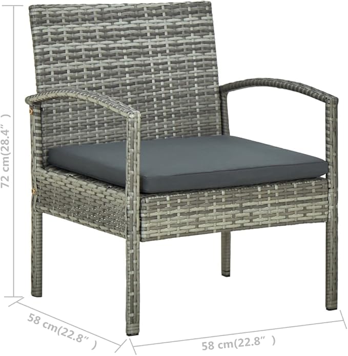Patio Lounge Set with Cushions,Outdoor Patio Furniture,Outdoor Chat Conversation Set,Garden Furniture Sets,for Patio,Backyard,Garden,Outdoor,4 Piece Poly Rattan Gray