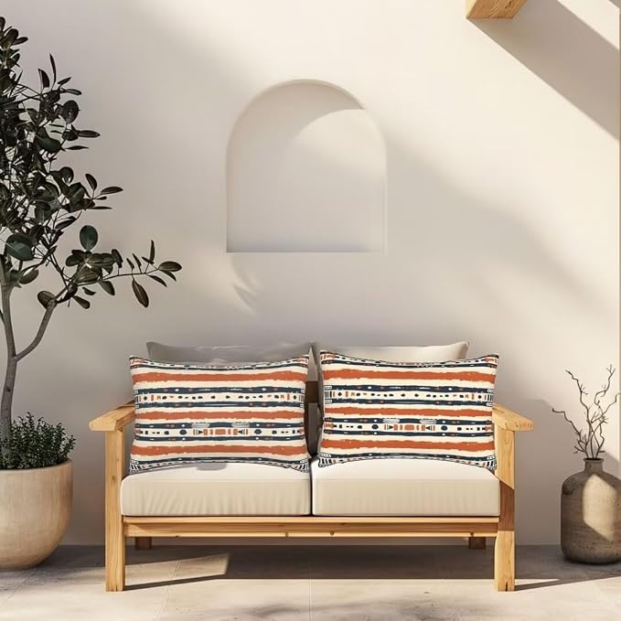 Outdoor Pillows Waterproof Set of 2 Outdoor Pillow Covers 16x24 Inch, Boho Throw Pillows Vintage Pillow Covers, Summer Garden Decorative Pillows Outdoor Pillows for Patio Furniture Home Decor -hs303