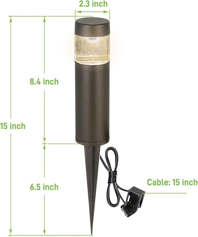 hykolity Low Voltage Landscape Lights, 3W 120LM 12V-15V LED Round Bollard Light, Wired Outdoor Walkway Light Path Lights for Yard Lawn, Aluminum Construction, 30 Watt Equivalent, 6 Pack