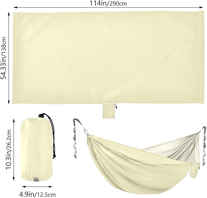 Lemon Chiffon Solid Color Pure Plain Yellow 330lb Capacity Hammocks with Hanging Rope Indoor Hammock for Outside Patio Garden capas para la Lluvia