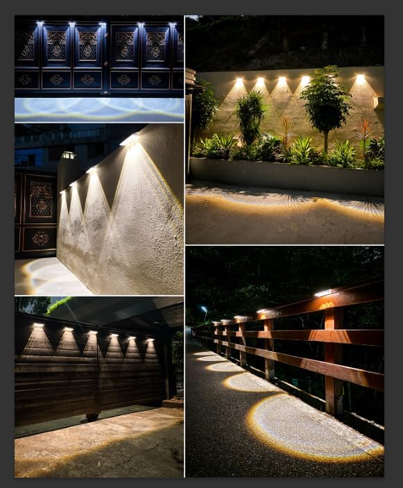 YiLaie Solar Fence Lights Outdoor 3000K/4500K/6500K 3 Mode, IP67 Waterproof Fence Solar Lights Outdoor,2000mAh Solar Powered Fence Light for Outside Backyard/Step/Patio/Deck/Stair Railings (2 Pack)
