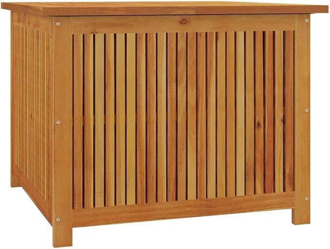 Wooden Patio Storage Box Outdoor Storage Container for Patio Furniture Cushions, Acacia Wood Deck Box, Garden Backyard Storage Box, 29.5"x29.5"x22.8" Solid Wood Acacia,-870