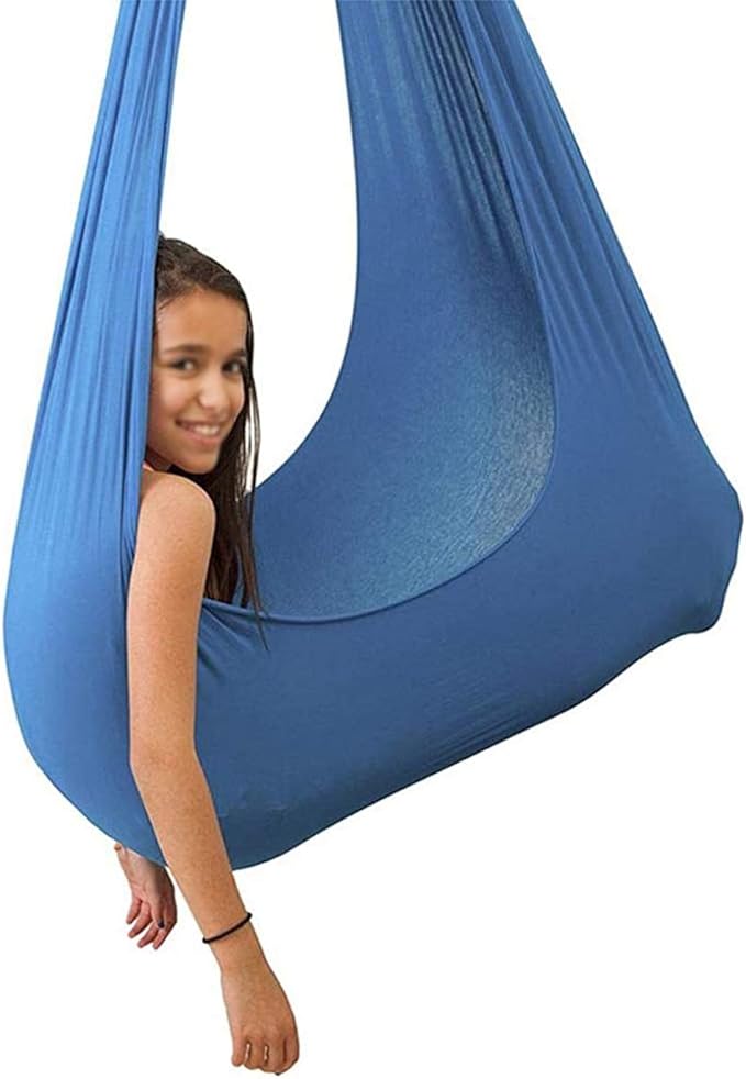 Indoor Nylon Elastic Swing Hammock for Kids Child and Teens Cuddle Sensory Hanging Seat Autism ADHD ADD Therapy Up to 440lbs (Size : 150 x 280 cm)