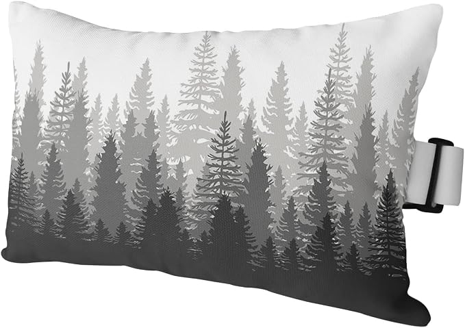 Outdoor Pillows Covers with Inserts Forest Tree Silhouette Dark Gray Abstract Gradient Waterproof Pillow with Adjustable Strap Throw Pillows for Patio Furniture Recliner Lounge Chair, 11x16 inch, 1PCS