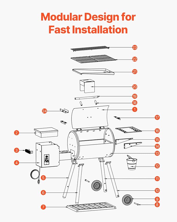 VEVOR Wood Pellet Grill Smoker, 8 in 1 BBQ Grills for Outdoor Cooking, 456 Square Inches Cook Area Electric Grill and Smoker, with Digital Controller, Meat Probe, 500°F Max Temperature, Black