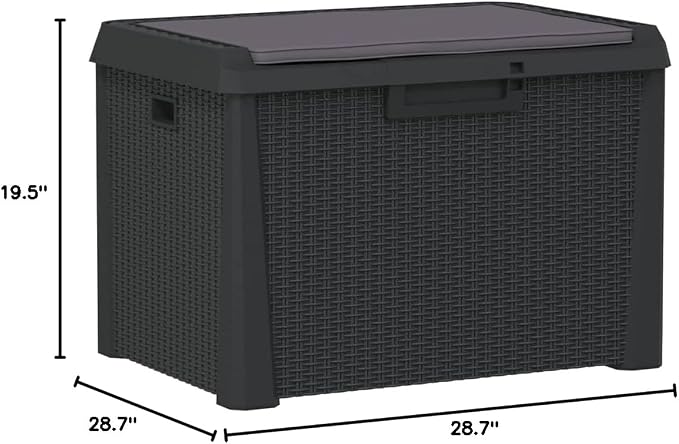 Anthracite Polypropylene Garden Storage Box with 125-Liter Capacity, UV Resistant Outdoor Storage for Patio Furniture and Garden Tools, Weatherproof Design for Cushions