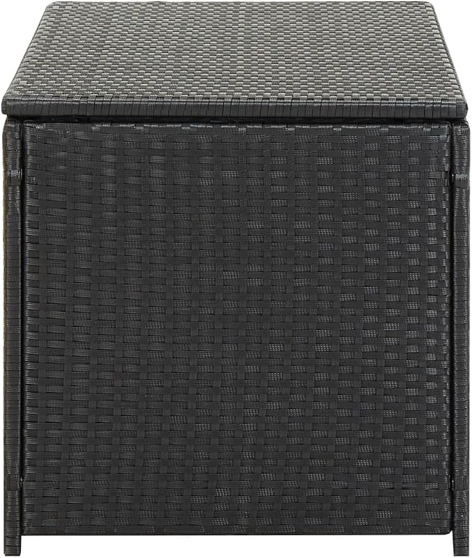 Patio Storage Box Poly Rattan 39.3"x19.6"x19.6" Black Patio Garden Outdoor Storage Container, Furniture Deck box (Weight:21.61 lbs)