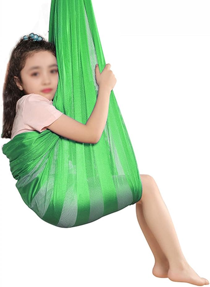 Elastic Sensory Therapy Swing for Autism ADHD ADD Kids Hammock Mesh Cloth for Children with Special Needs Adjustable Indoor Outdoor (Color : Green, Size : 100 x 280 cm)