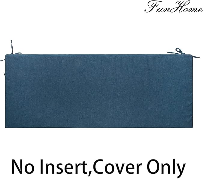 FUNHOME Outdoor Bench Cushion Cover 42 x18 x 3 inch,Water Resistant Cover with Zipper&Ties,Fade-Resistant Slipcover,Patio Porch Swing Cushion Cover Replacement Only,No Insert(Denim Blue)