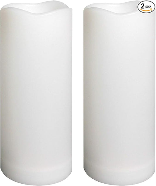 Waterproof Outdoor Flameless Pillar Candles with Timer Battery Operated Electric LED Candle Set for Gift Home Décor Party Wedding Supplies Garden Halloween Christmas Decoration, 2 Pack, 3” x 7”