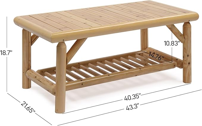 VINGLI Outdoor Patio Furniture Sets 4-Piece, Fir Wood Patio Couch Sets w/Coffee Table, Outdoor Conversation Sectional Set with Removable Cushion for Garden, Lawn, Balcony (Nature Color)