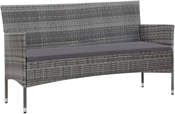 Patio Lounge Set with Cushions,Outdoor Tables and Chairs,Outdoor Furniture Sets,Patio Conversation Sets,for Garden,Deck,Backyard,4 Piece Poly Rattan Gray