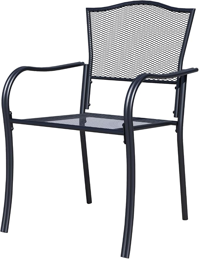 5 Piece Outdoor Dining Set, Patio Dining Table Set for 4, 37.5" Black Square Mesh Table with 4 All Weather Mesh Outdoor Dining Chairs for Lawn, Garden, Porch