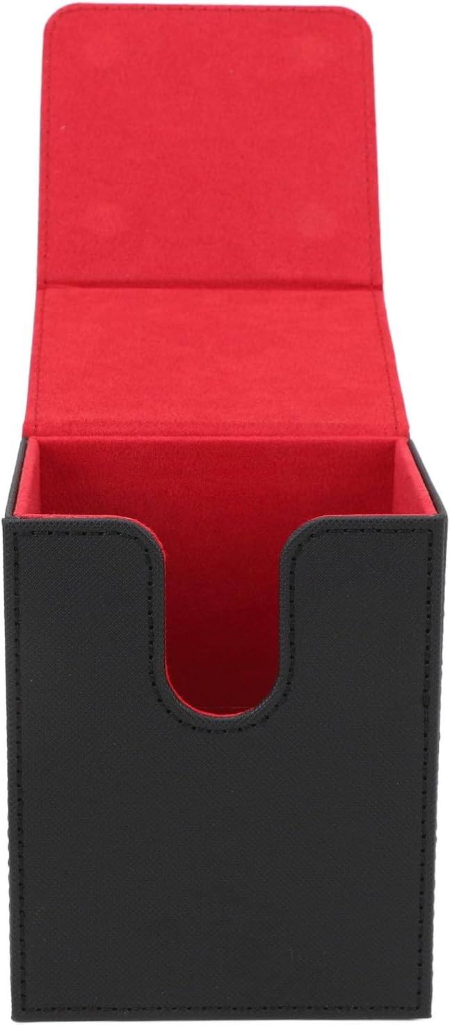 Magnetic Closure Card Deck Box Stylish Portable Storage for More Than 100 Cards in PU Leather (Red Inside)