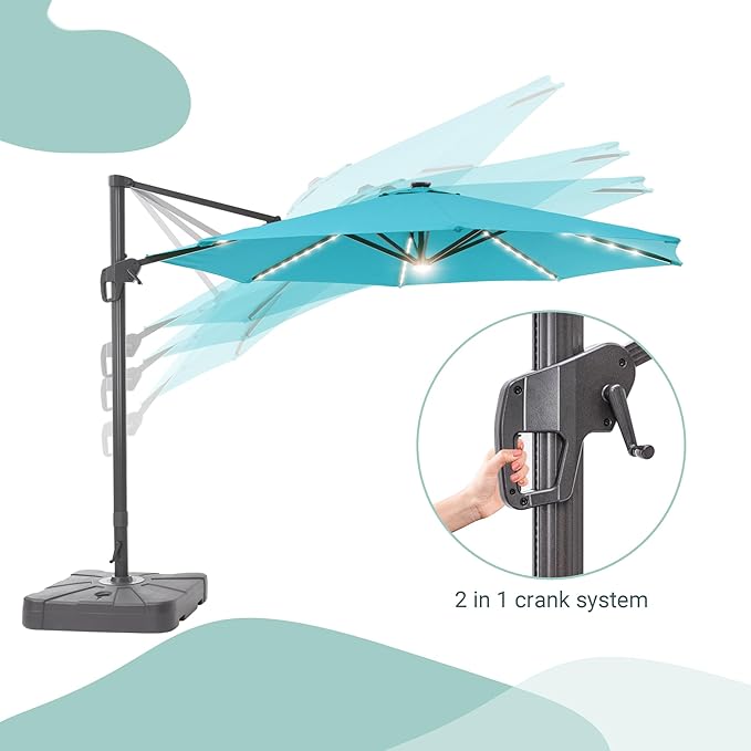FLAME&SHADE 11 ft Cantilever Offset Patio Umbrella, Large Heavy Duty Outdoor Patio Umbrella Aluminum 360° Rotation Round Outdoor Umbrella for Deck,Pool,Backyard