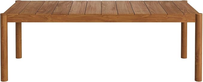 Modway Eleni 89-Inch Outdoor Teak Wood Dining Table in Natural – Rectangular Patio Dining Table with Slatted Top for Patios, Decks, Or Gardens