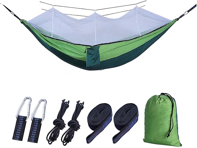 Double Hammock Swing, Portable Hammock with Mosquito Net, Camping Hammocks for Outside, Parachute Nylon Hammock, Heavy Duty Hammock, Double Tree Hammock