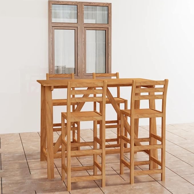 Patio Bar Set,Patio Lounge Set,Outdoor Patio Furniture,Outdoor Chat Conversation Set,for Patio,Backyard,Garden,Outdoor,5 Piece Solid Acacia Wood