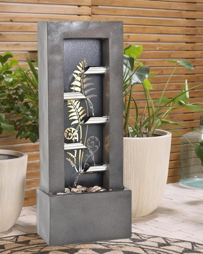 36" Cascading Water Fountain - 5-Tier Outdoor Fountain with LED Light & Pump,for Garden,Patio,Porch,Backyard,Home Art Decor