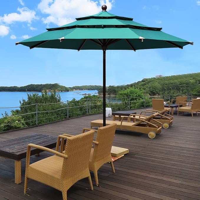 EliteShade USA 10-Year-Non-Fading 11ft 3-Tier Market Patio Umbrella, Commercial Grade Outdoor Table Umbrella with Cylinder Push-Up, Windproof & UPF 50+ UV Protection, Heavy Duty Ventilation for Garden, Deck, Pool, Backyard, Beach & Bistro, Teal