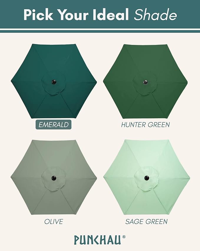 6 Ft Outdoor Patio Umbrella, Easy Open/Close Crank and Push Button Tilt Adjustment - Dark Teal Market Umbrellas