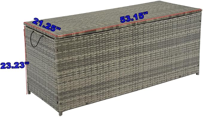 113 Gallon Outdoor Storage Box, Wicker Deck Box with Lid for Cushions, Toys, Towels, and Patio Supplies