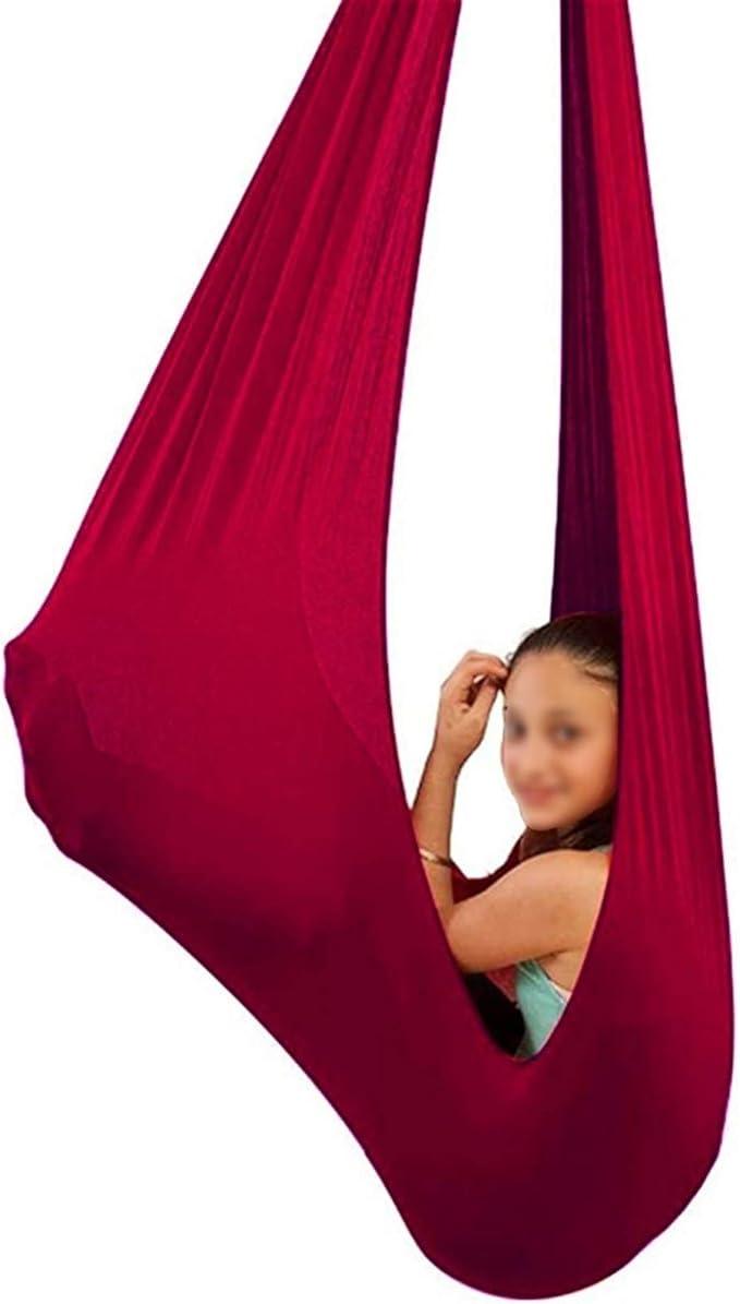 Sensory Swing for Kids Indoor Therapy Swings Chair Hanging Hammock for Children/Adult Sensory Integration (Color : Red, Size : 150 x 280 cm)