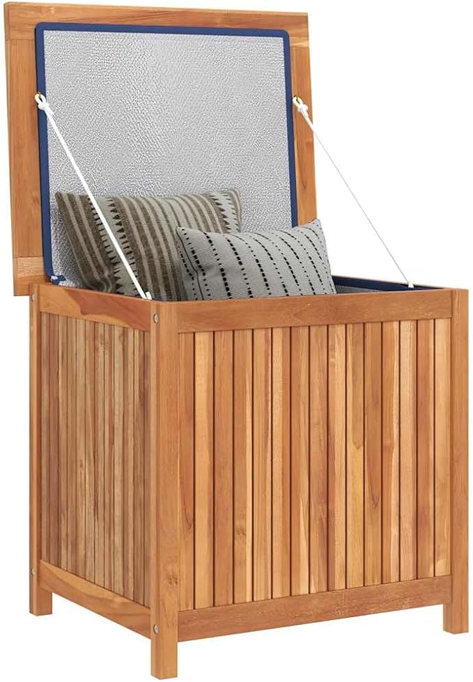 Patio Garden Storage Box, Outdoor Storage Box Deck Box, Entryway Storage Box, Outdoor Storage Organization Box for Garden Balcony Yard, 23.6"x19.7"x22.8" Solid Wood Teak,-627
