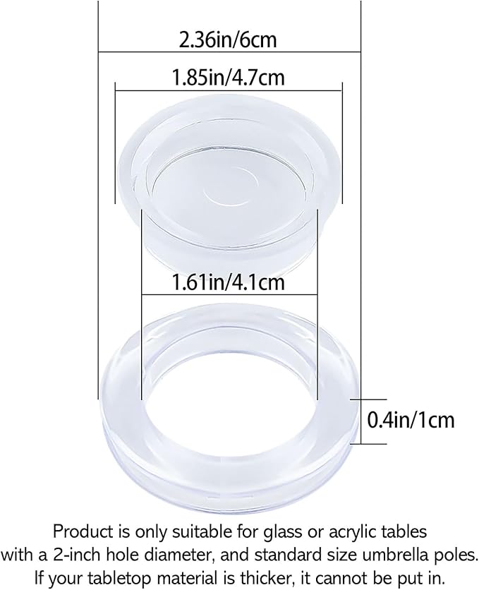 Prudiut 2 Inch Silicon Patio Table Umbrella Hole Ring for Standard Table Hole, 2 Set Umbrella Hole Ring Plug and Cap Set, Outdoor Patio Umbrella Plug for Patio Table